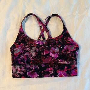 Lululemon Energy Bra Long Line, Fluro  Floral Multi, size 4   *No padding